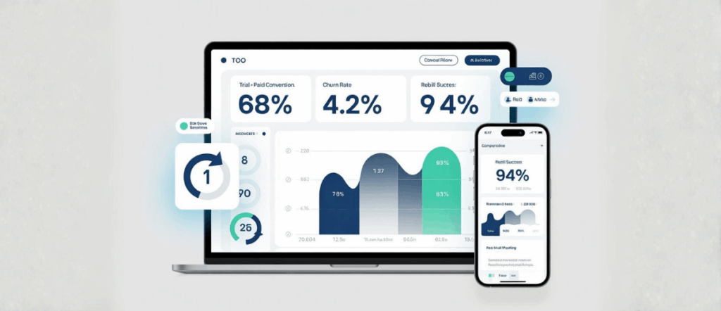 Dashboard visual showing recurring revenue risk scoring for subscription underwriting.