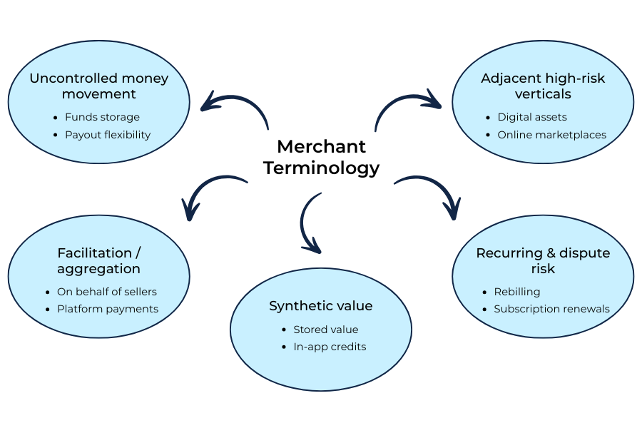 Common payment terms mapped to acquirer risk interpretation categories